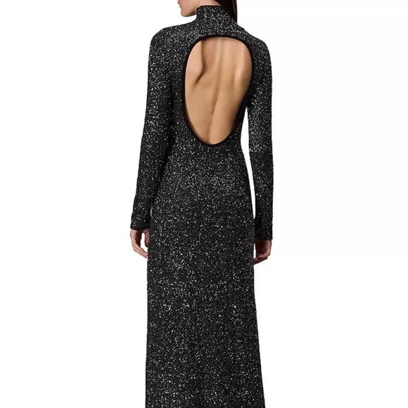 rag & bone Danni Sequined Open Back Maxi Dress Black Sparkle  NWT Size Small - Picture 3 of 9